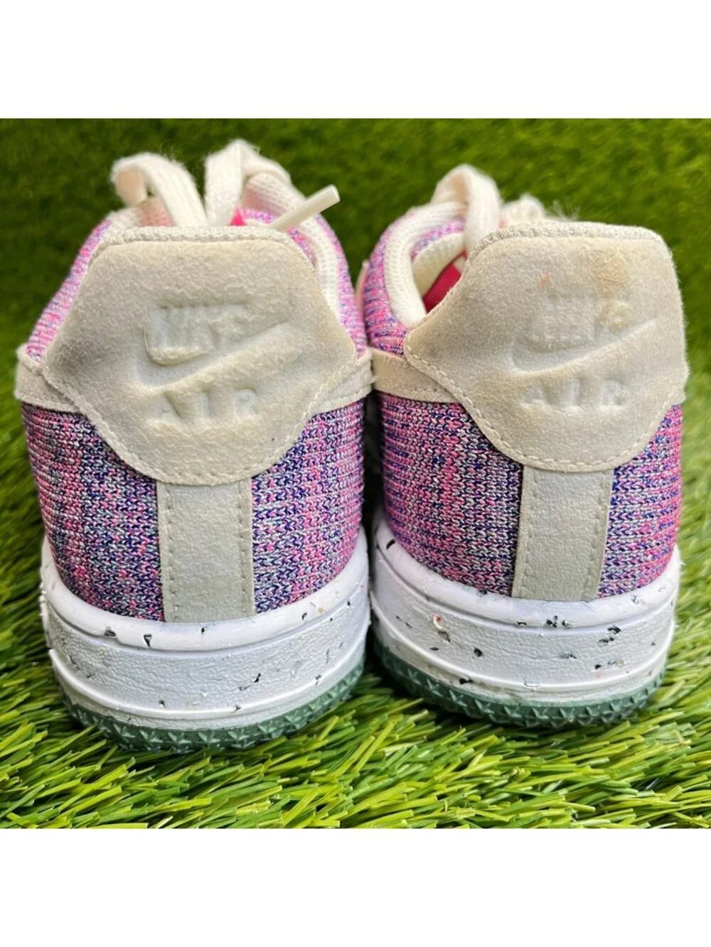 Nike Air Force 1 Crater Flyknit Womens Size 7 Pink Beige Athletic Shoes Sneakers